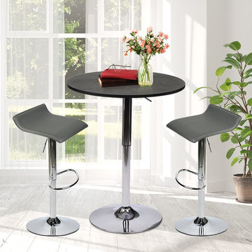 Bar Table Set 3-Piece OW0302 black bar table and grey bar stools display scene