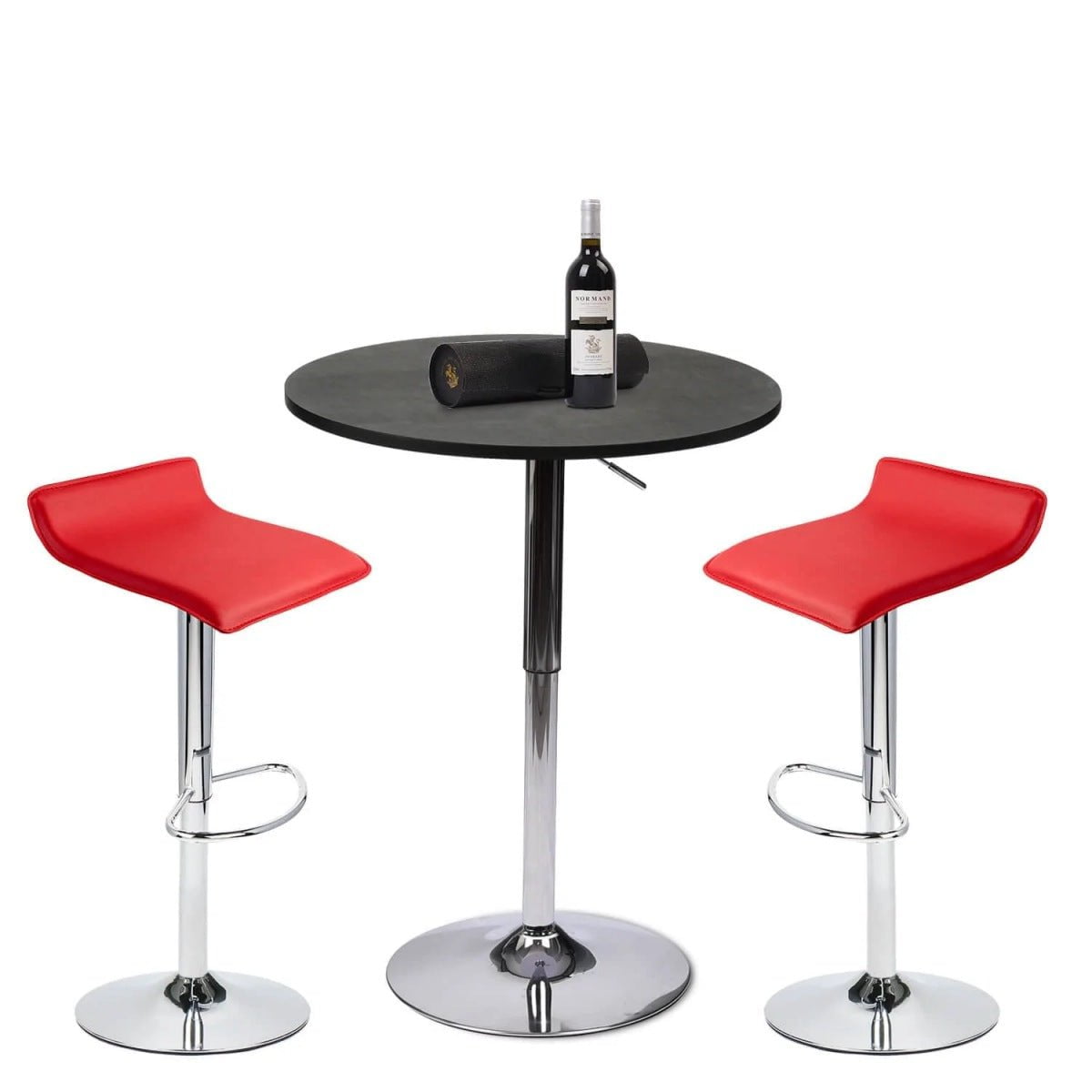 Elecwish Bar Table Black / Red Bar Table Set 3-Piece OW0302