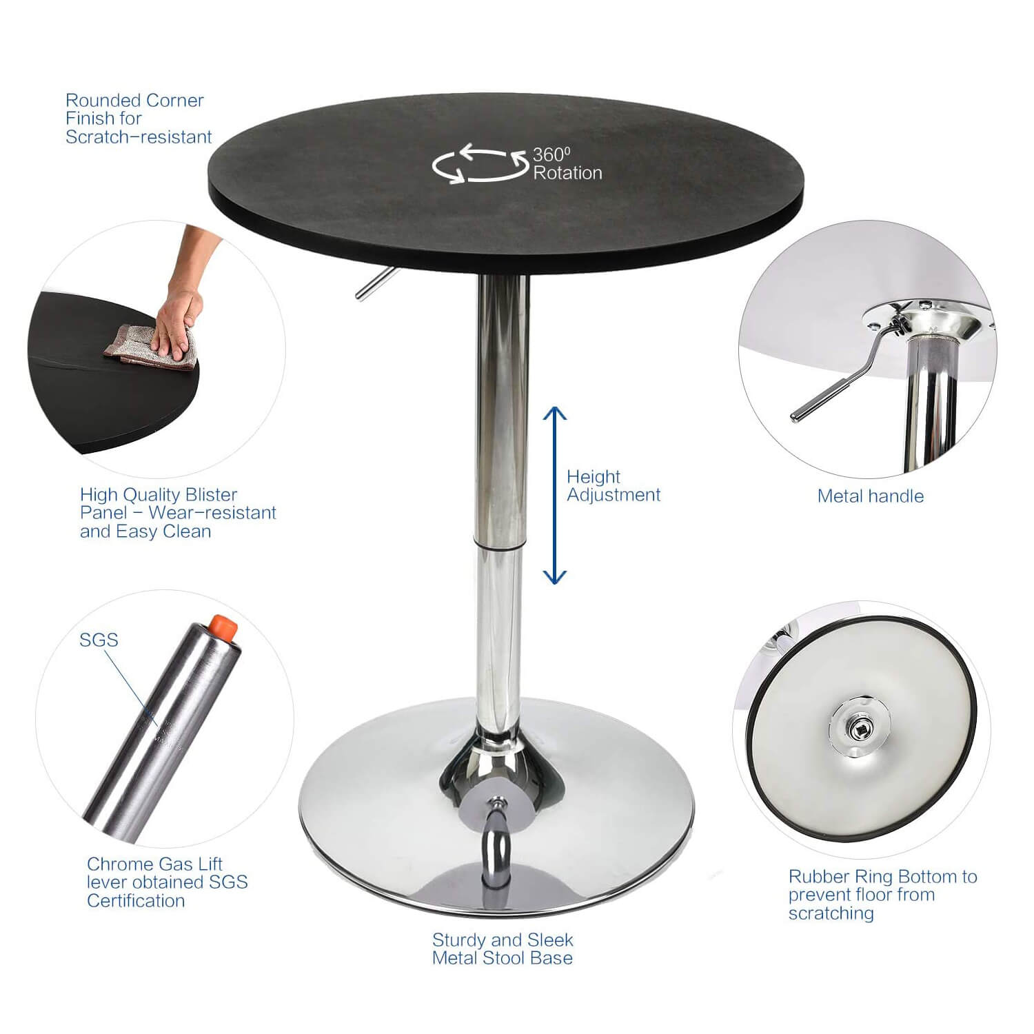 Elecwish black bar table has four features