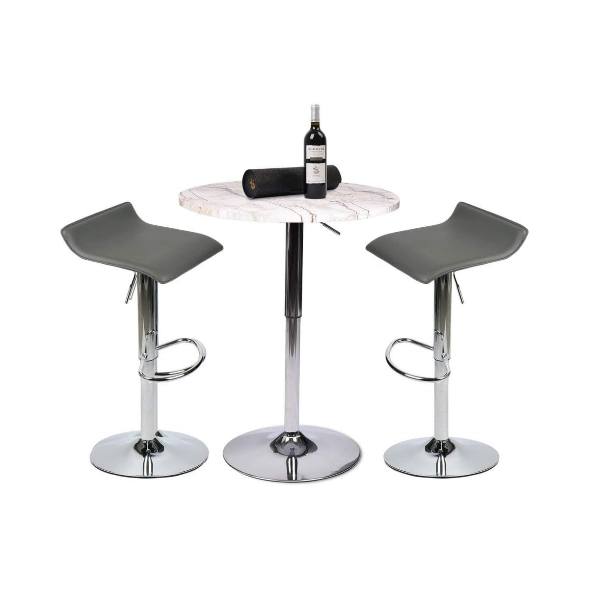 Elecwish Bar Table Marble / Grey Bar Table Set 3-Piece OW0302