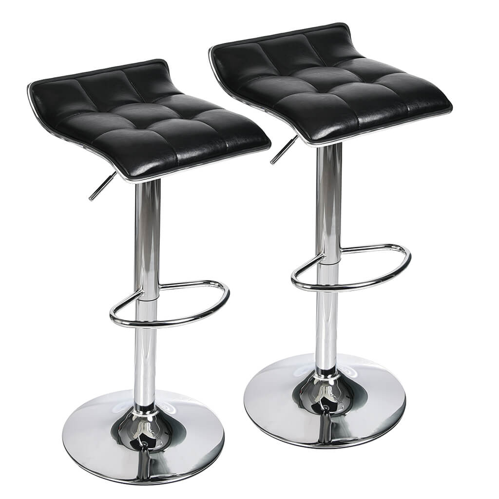 Elecwish Set of 2 Grid Black Bar Stools OW006