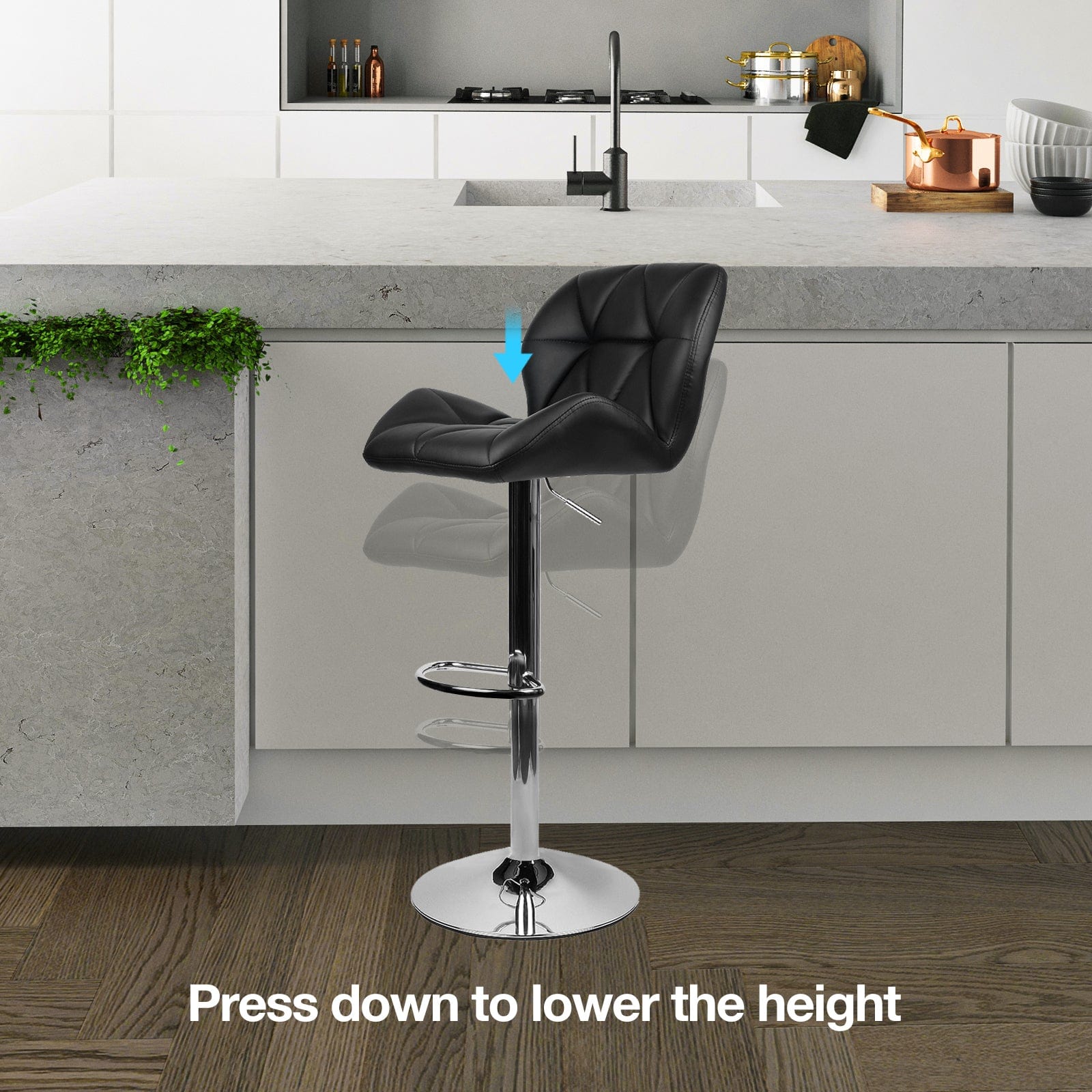 Elecwish Barstools Set of 2 Bar Stools OW001 can press down to lower the height