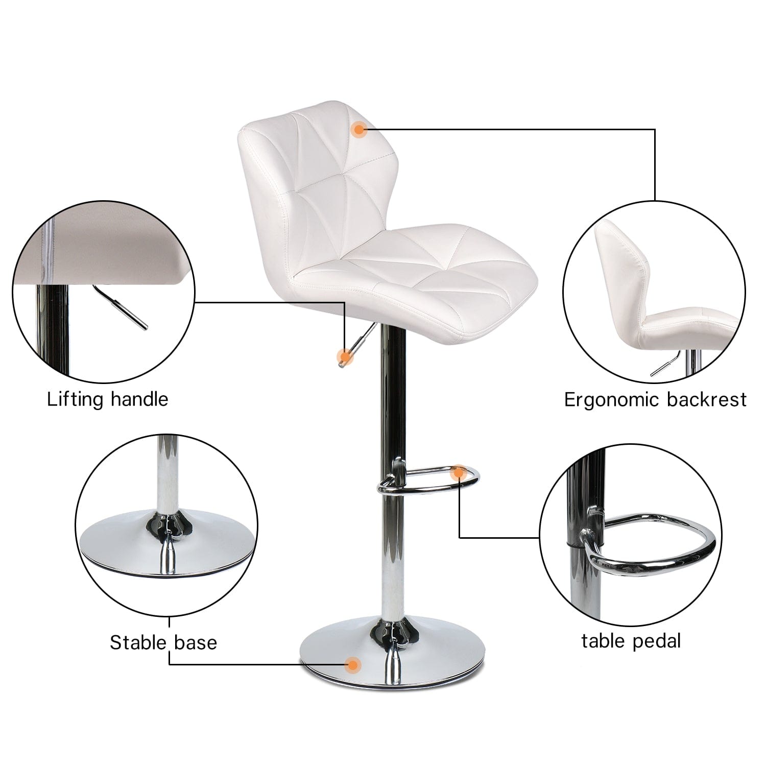 4 features of Elecwish Barstools Set of 2 Bar Stools OW001