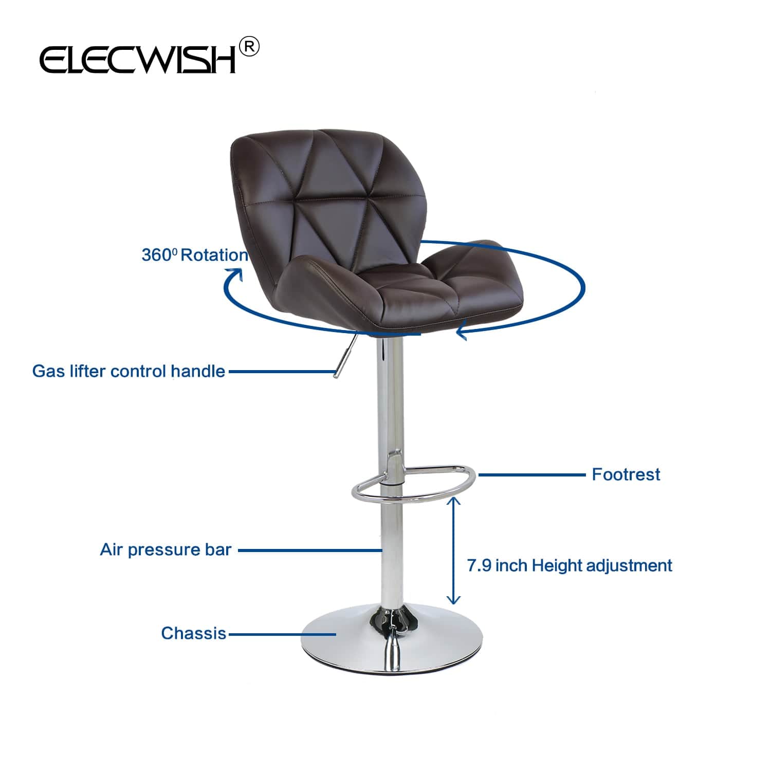 Elecwish Barstools Grid Brown Set of 2 Bar Stools OW001 features