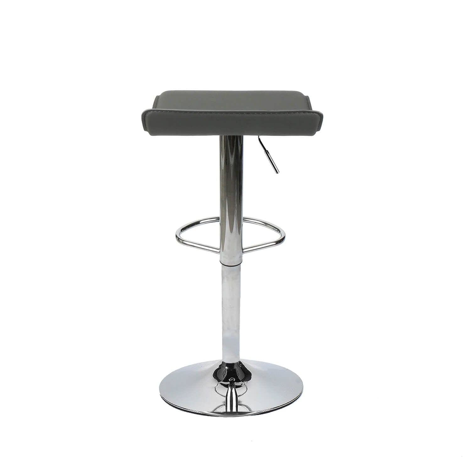 White bar stool viewed from front in a plain setting