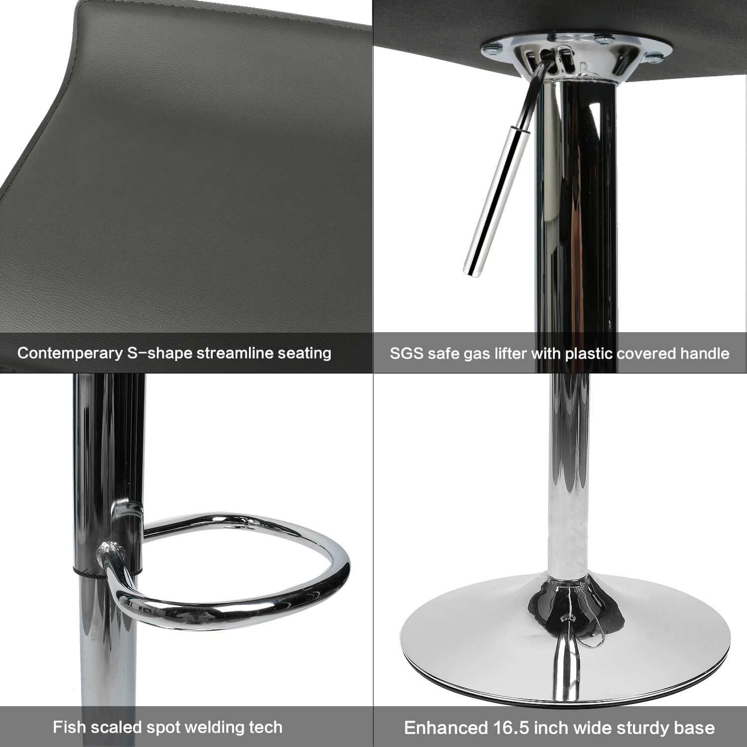 Two blue bar stools with chrome bases
