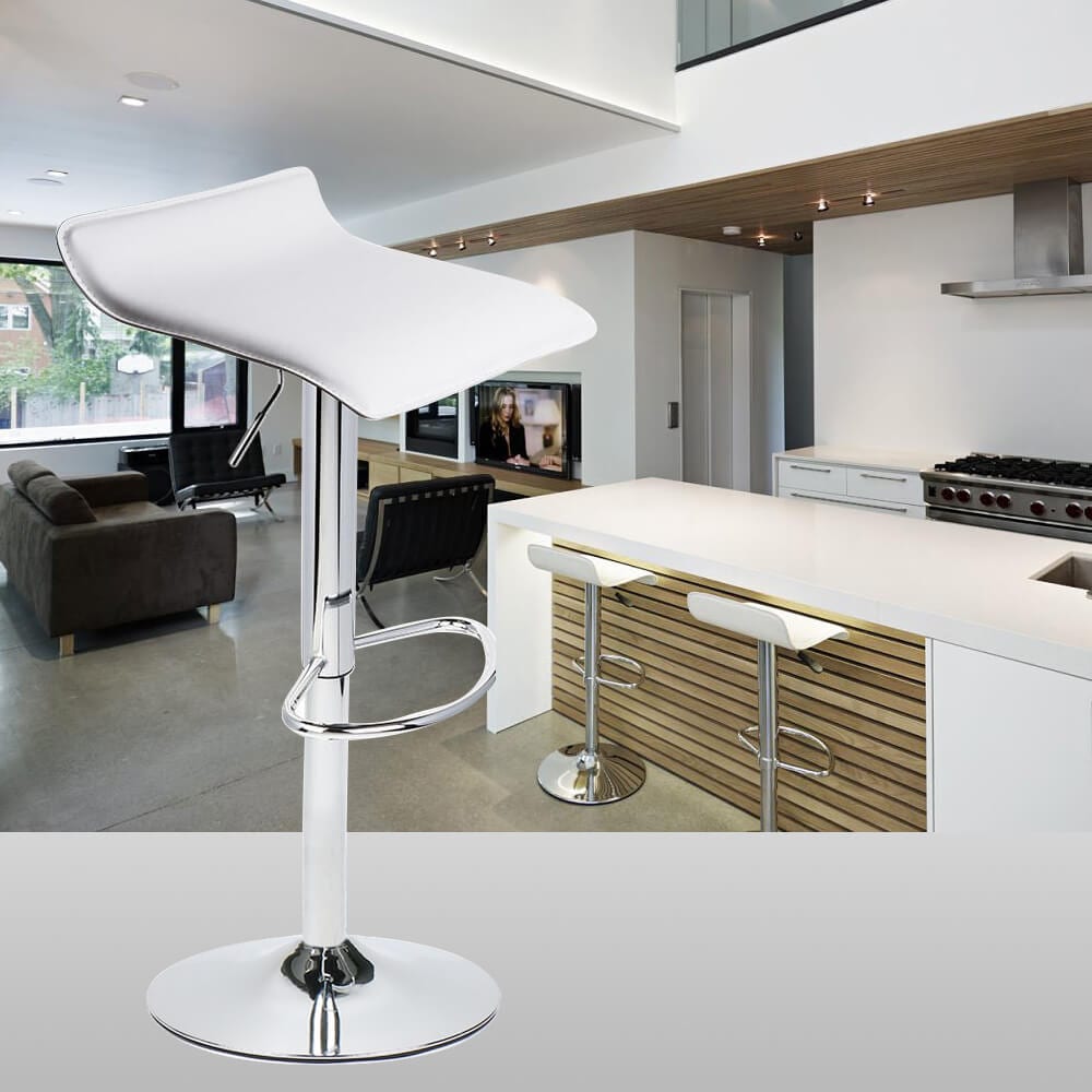 Pair of grey bar stools with chrome bases