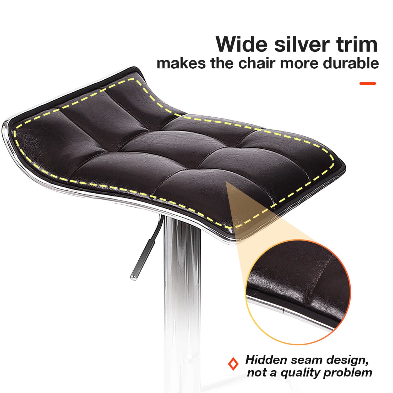 Elecwish Grid Brown Bar Stool OW006 has wide silver trim which makes the chair more durable