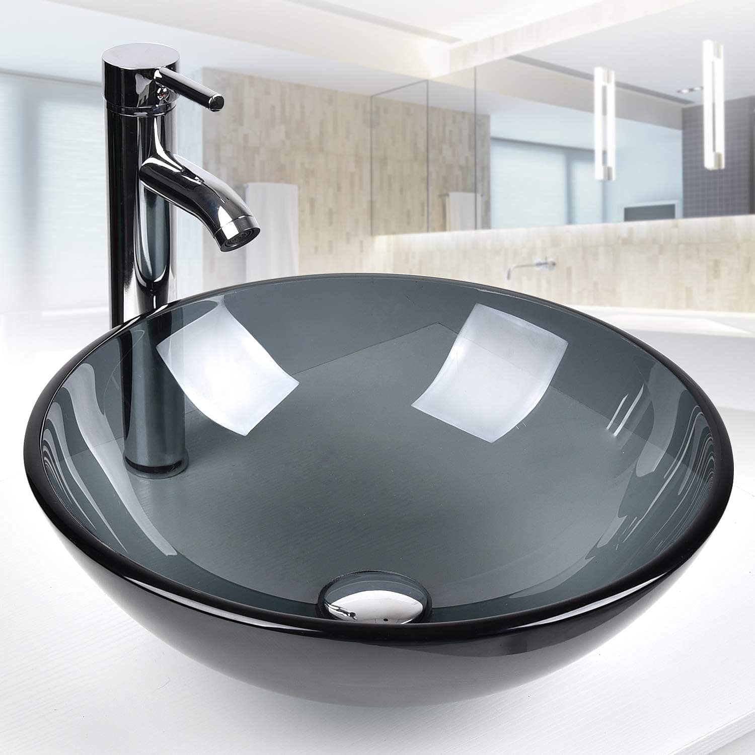 Elecwish Bathroom Glass Vessel Sink BG003