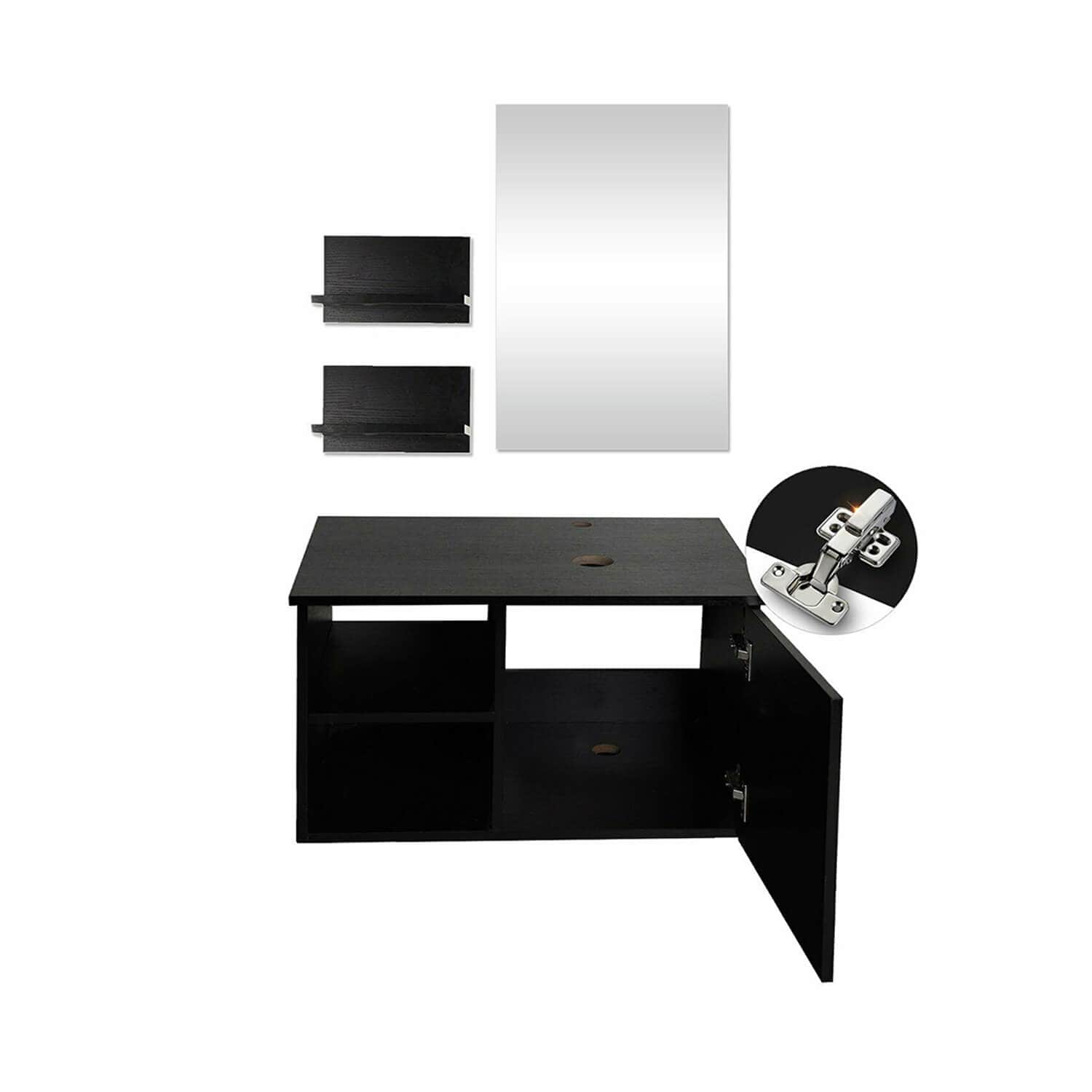 Details of Elecwish Chic 28" Black Bathroom Vanity Wall Mounted Cabinet with mirror BA20079