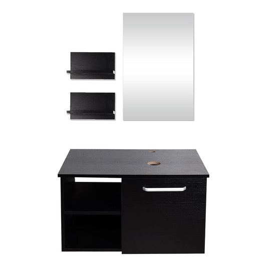 Elecwish Chic 28" Black Bathroom Vanity Wall Mounted Cabinet with mirror BA20079