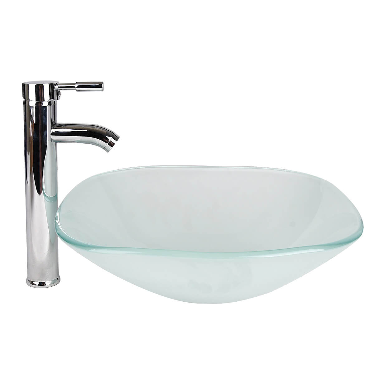 Elecwish Square Frosted Sink with chrome faucet