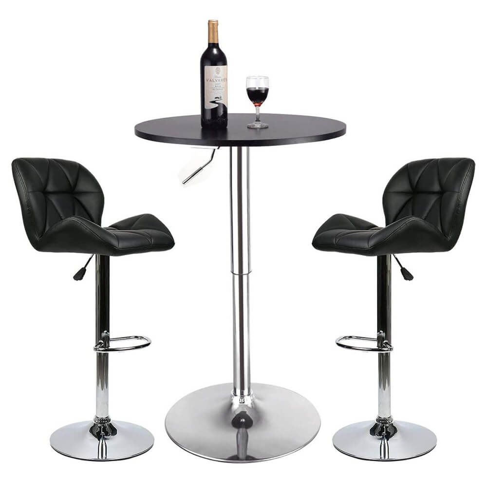 Elecwish Bar Table Set 3-Piece OW0301 black bar table with black bar stools