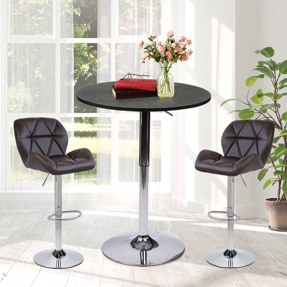 Elecwish Bar Table Set 3-Piece OW0301 black bar table with brown bar stools  display scene