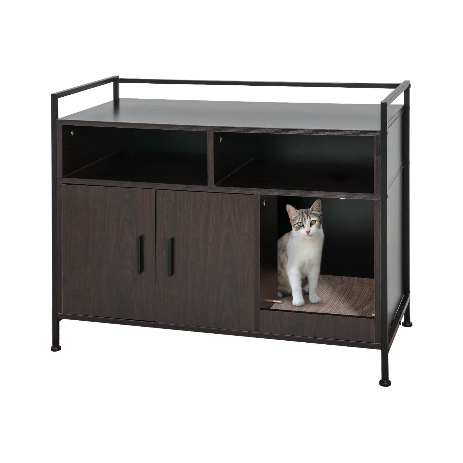 Elecwish Black Cat Litter Box Storage Cabinet HW1193