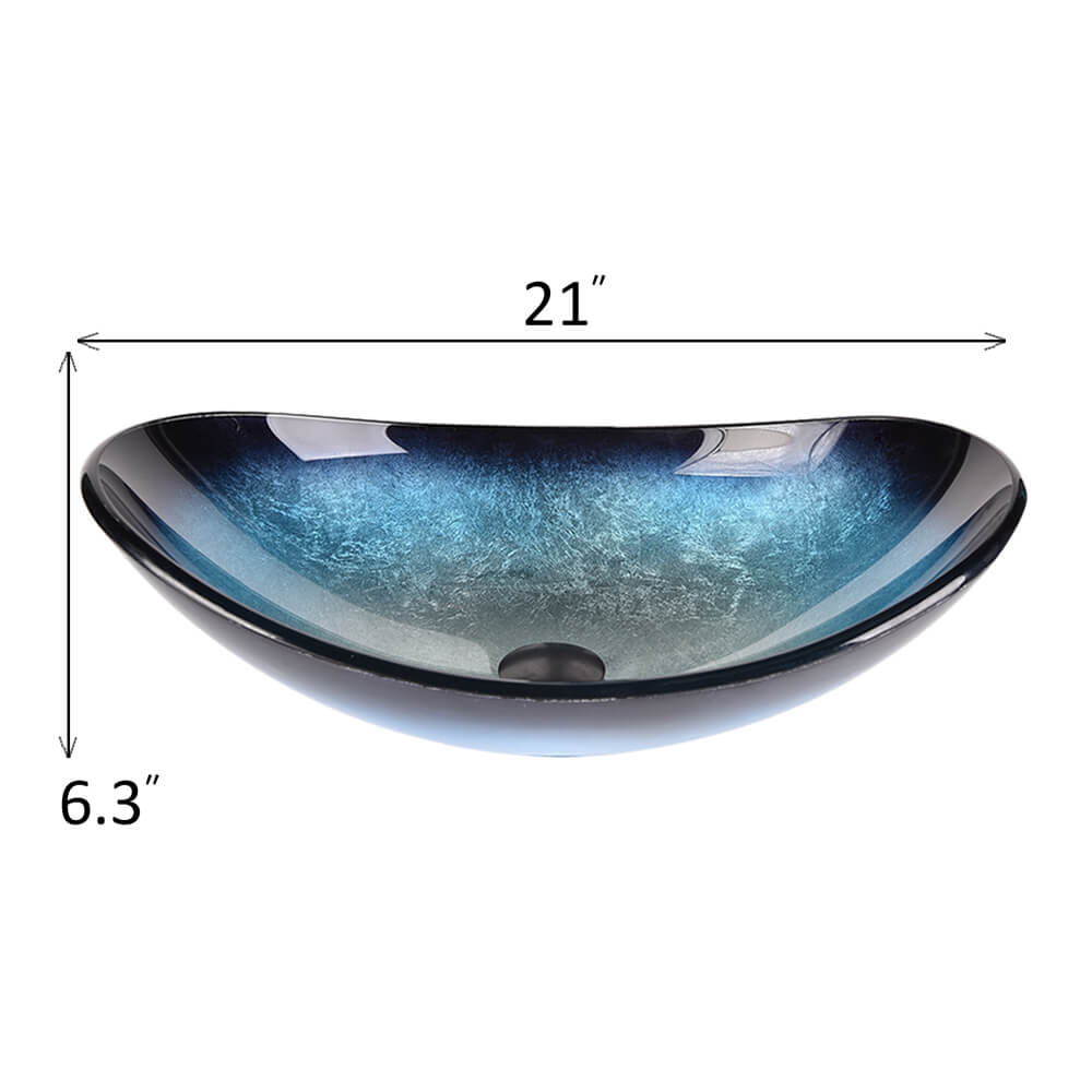 Elecwish blue boat glass sink GB0005-BL size