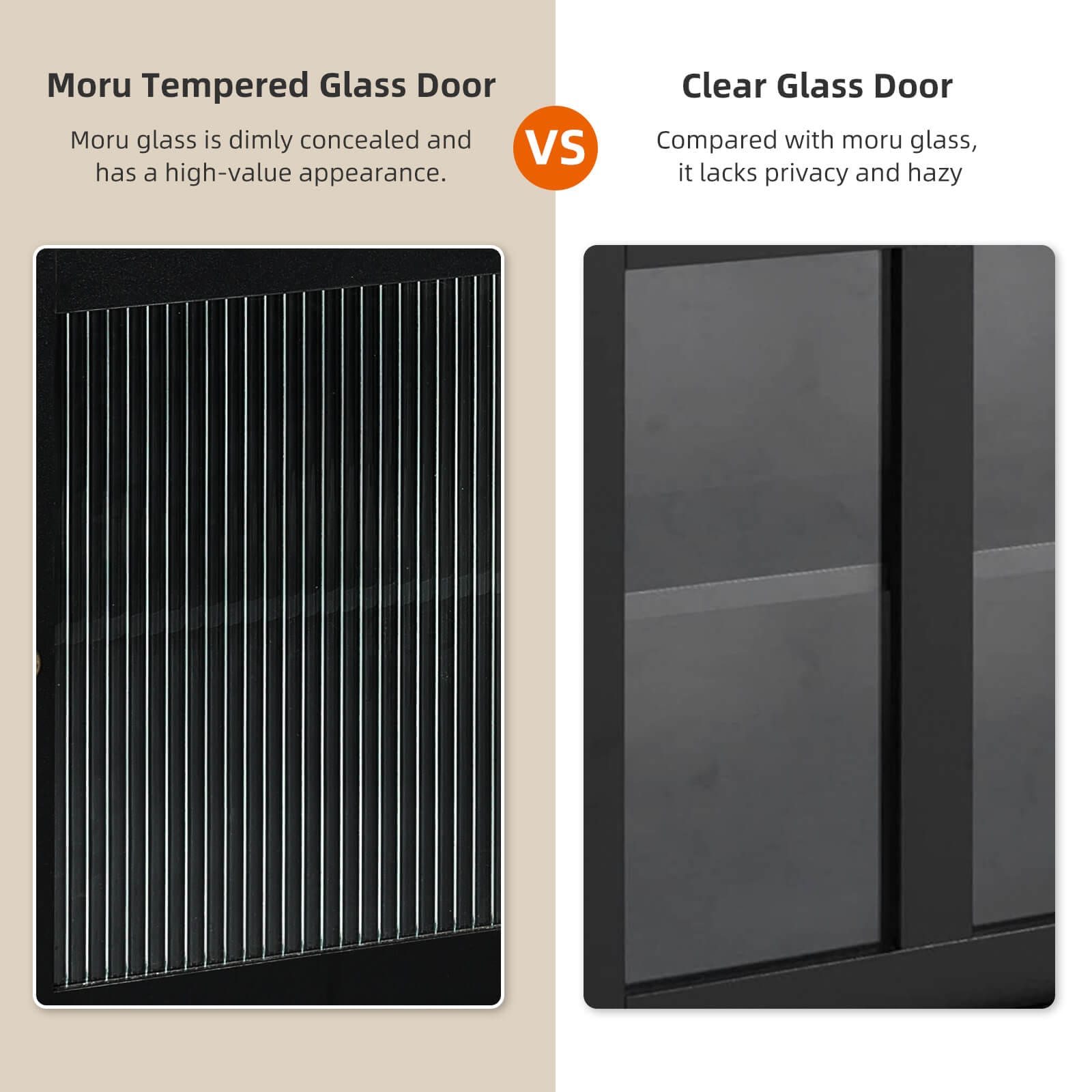 Elecwish Buffet Cabinet with Storage KA001 Moru tempered glass door VS with clear glass door