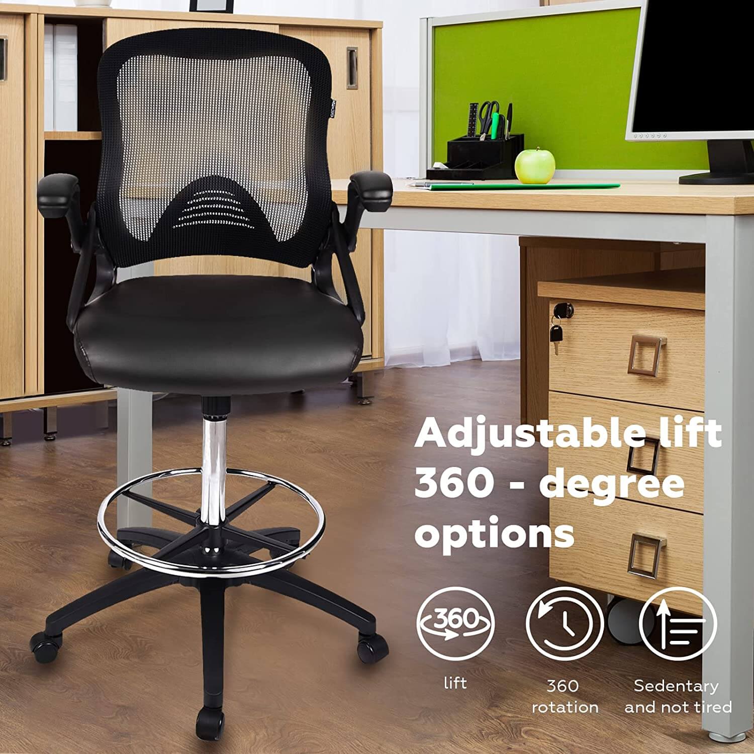 Elecwish Drafting Chairs Drafting Chair OC09 has adjustable lift and 360 degree options