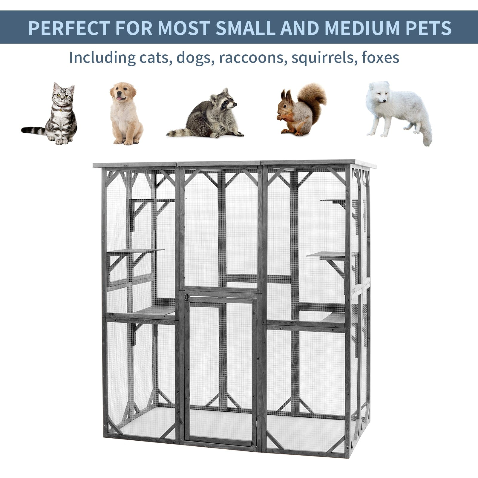Elecwish Cat House Catio Enclosure with Wire Mesh PE1001GY is perfect for most small and medium pets