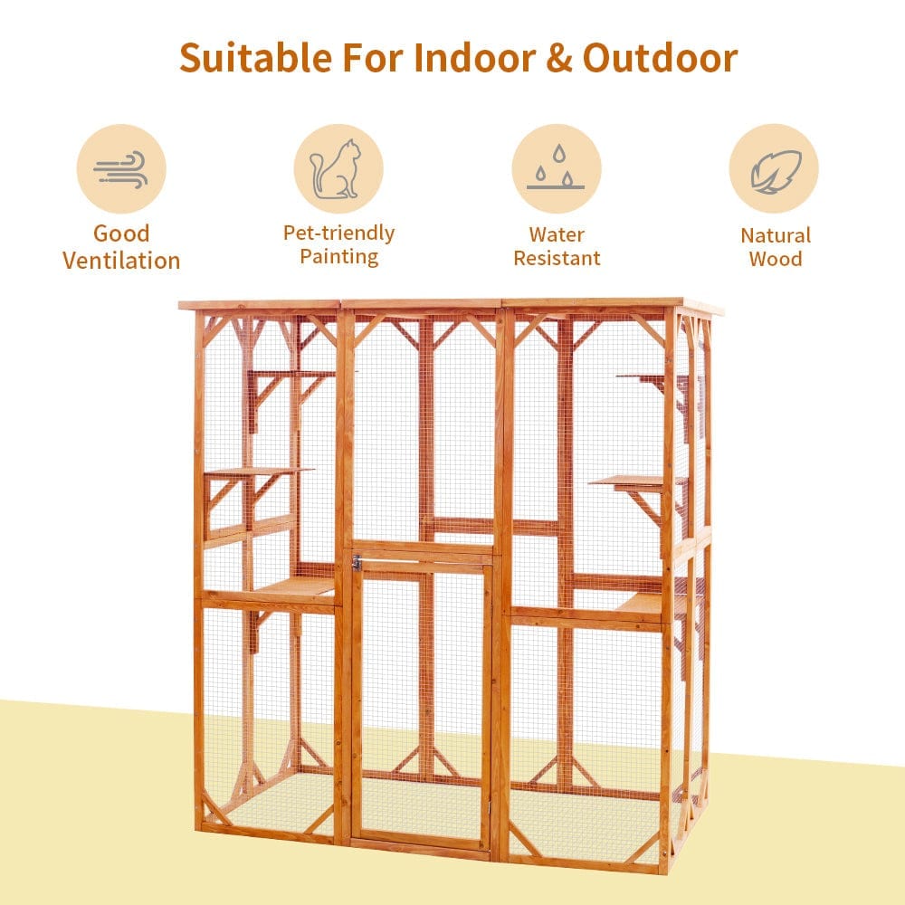 Versatile Outdoor Cat Enclosure Multiple Platforms & Weatherproof