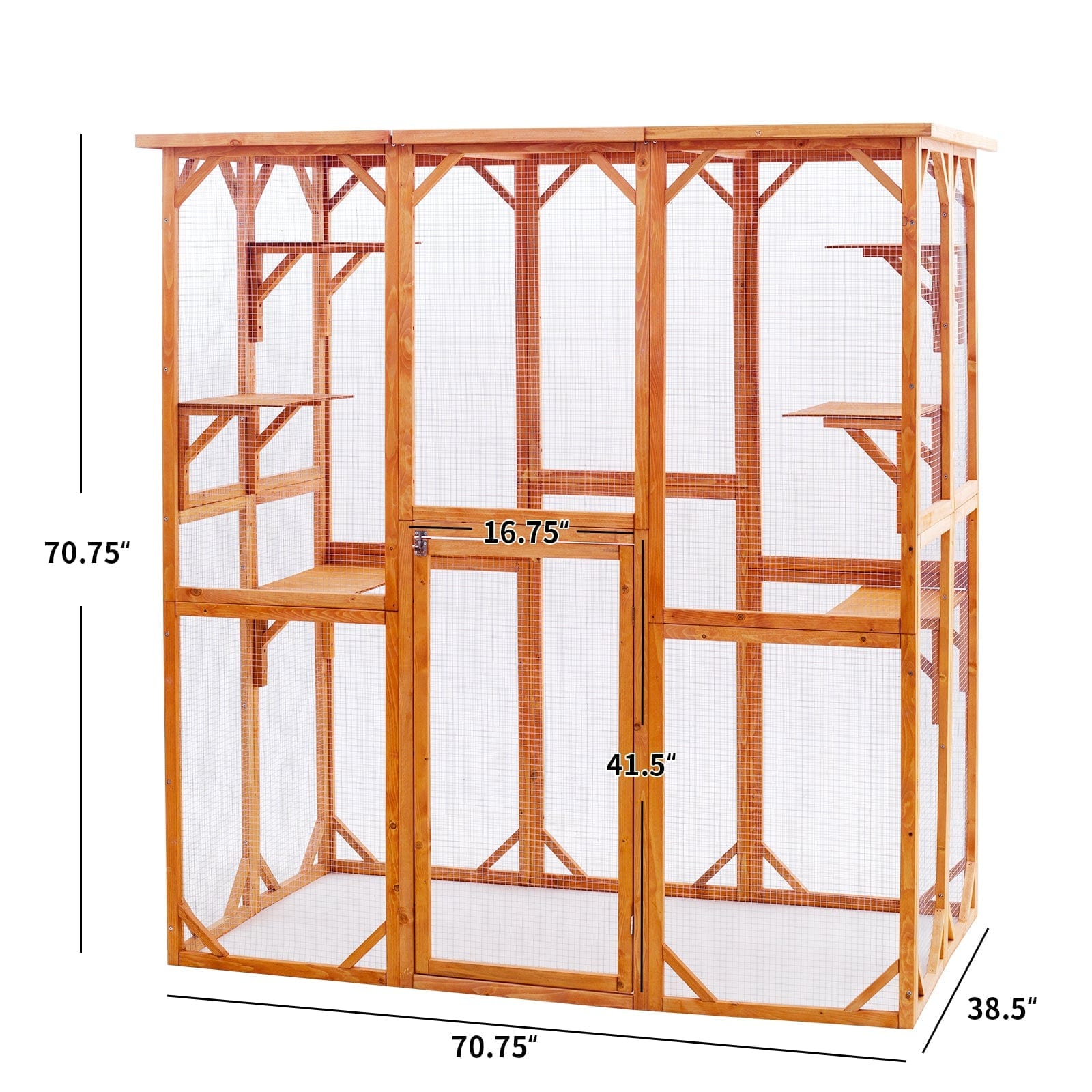 Elecwish Large Cat House Catio Outdoor Cat Enclosure size is 71" x 38.5" x 71"