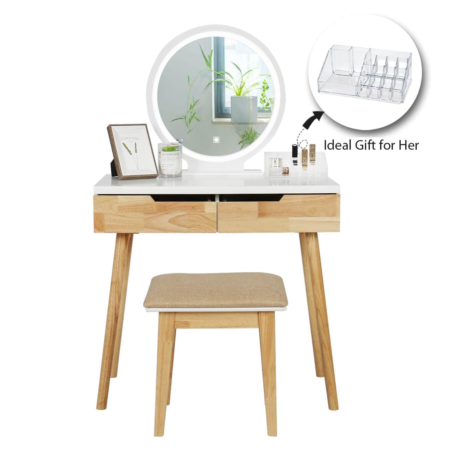 Elecwish Makeup dressing table set has Free Makeup Organizer