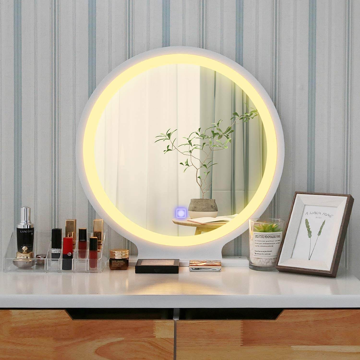 One light mode of Elecwish Makeup dressing table 3 Lighting Modes Round Mirror modes
