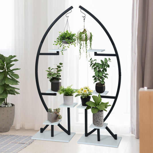 Elecwish Plant Stand Indoor,2 PCS 5 Tier Half Moon Plant Shelf Stands,Black