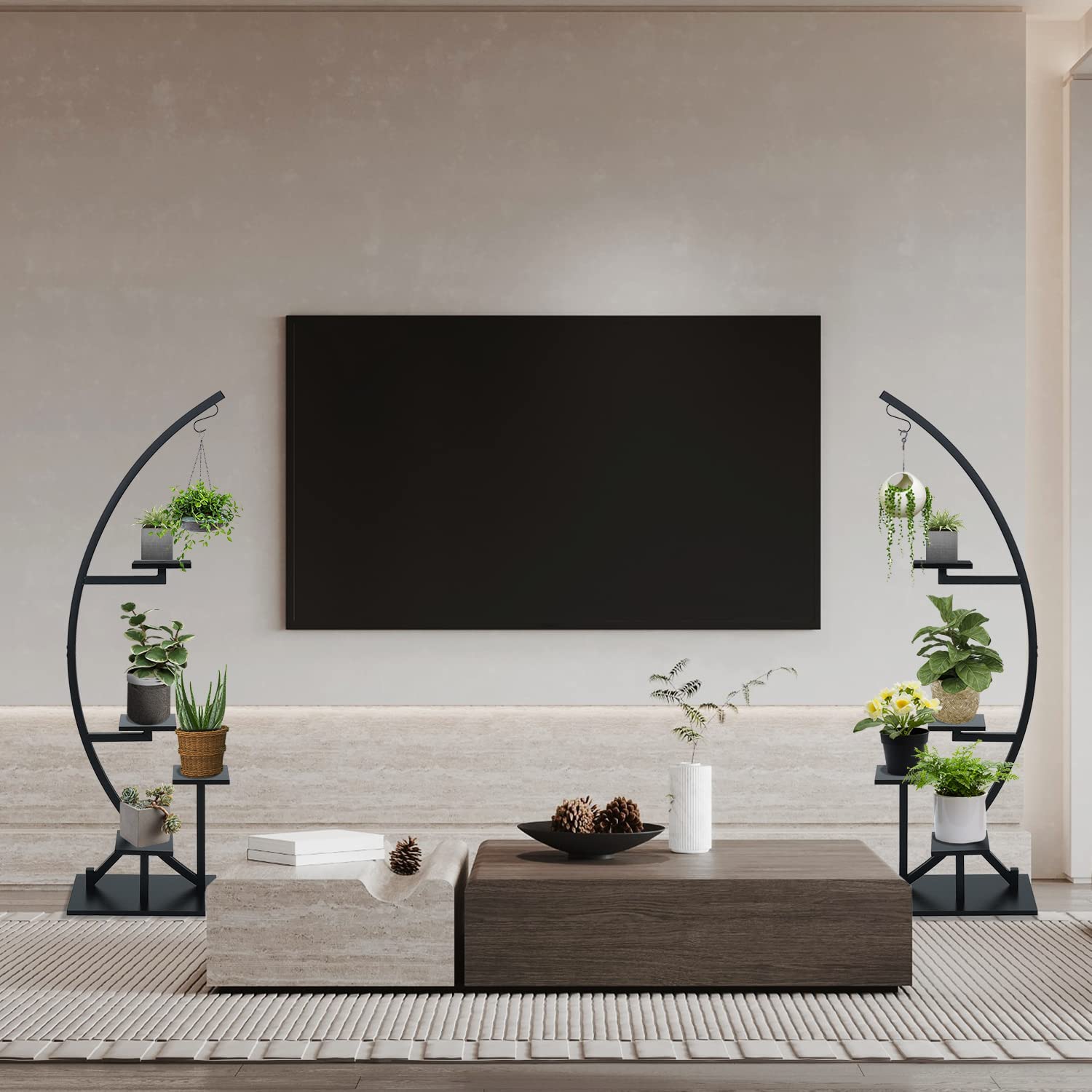Black Plant Stand Indoor,2 PCS 5 Tier Flower Shelves Pot Holder GD001 is suitable for livingroom