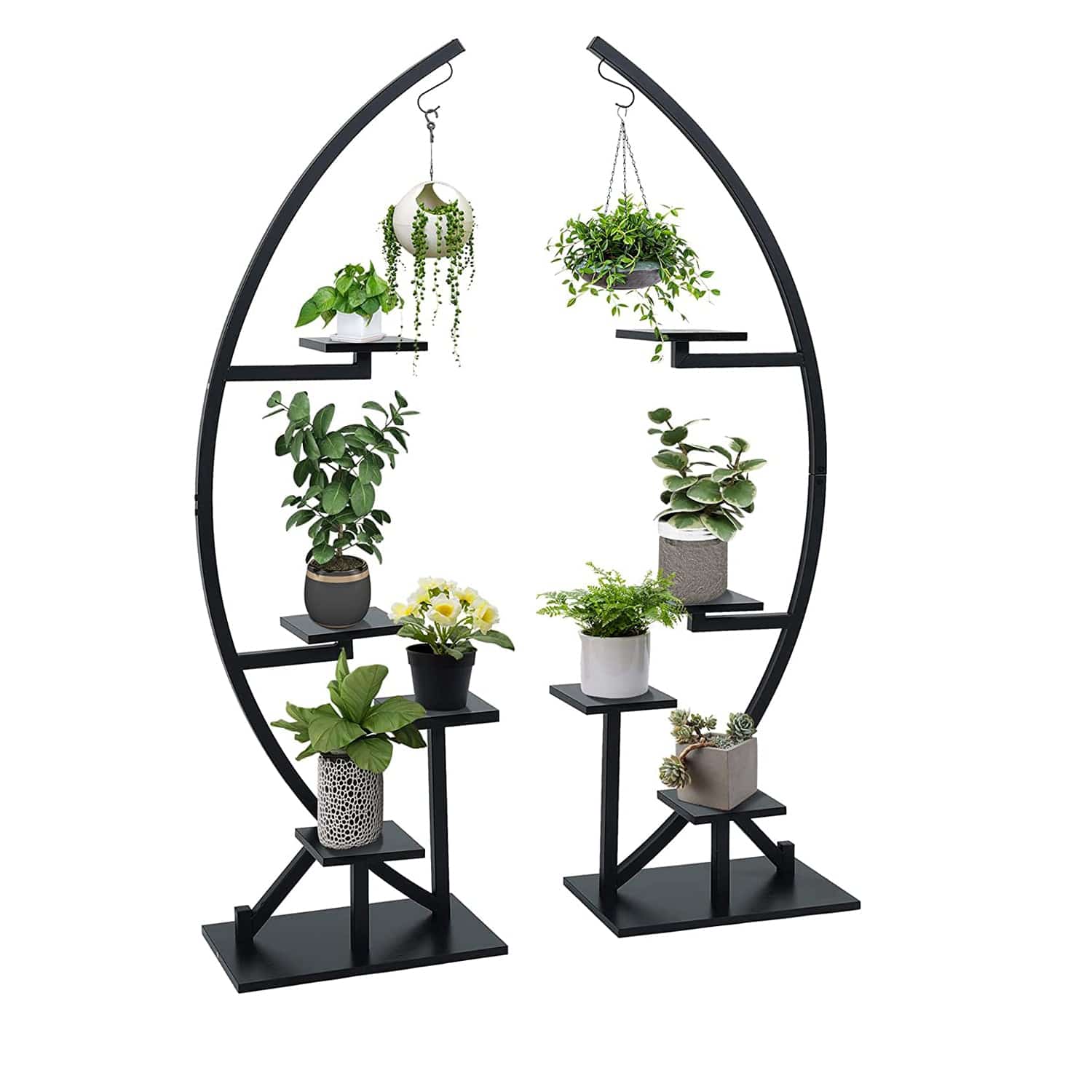 Elecwish Plant Stand Indoor,2 PCS 5 Tier Multiple Tiered Flower Shelves Pot Holder,Black