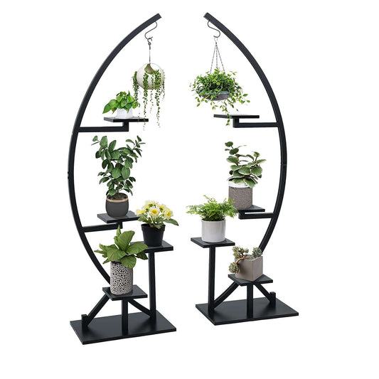 Elecwish Plant Stand Indoor,2 PCS 5 Tier Multiple Tiered Flower Shelves Pot Holder,Black