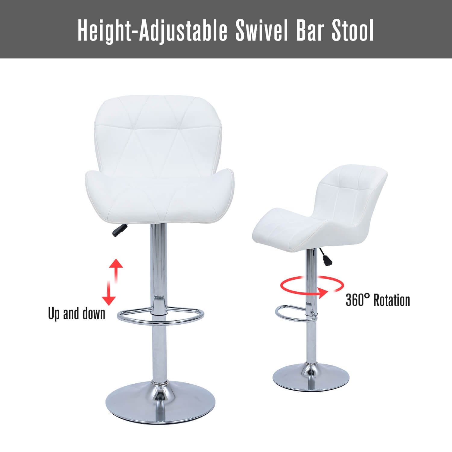Elecwish Grid White Set of 2 Bar Stools OW010 is height-adjustable swivel bar stool