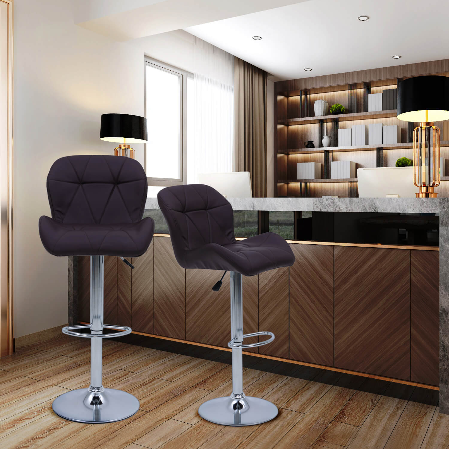 Elecwish Grid Brown Set of 2 Bar Stools OW010 is perfect for kitchen