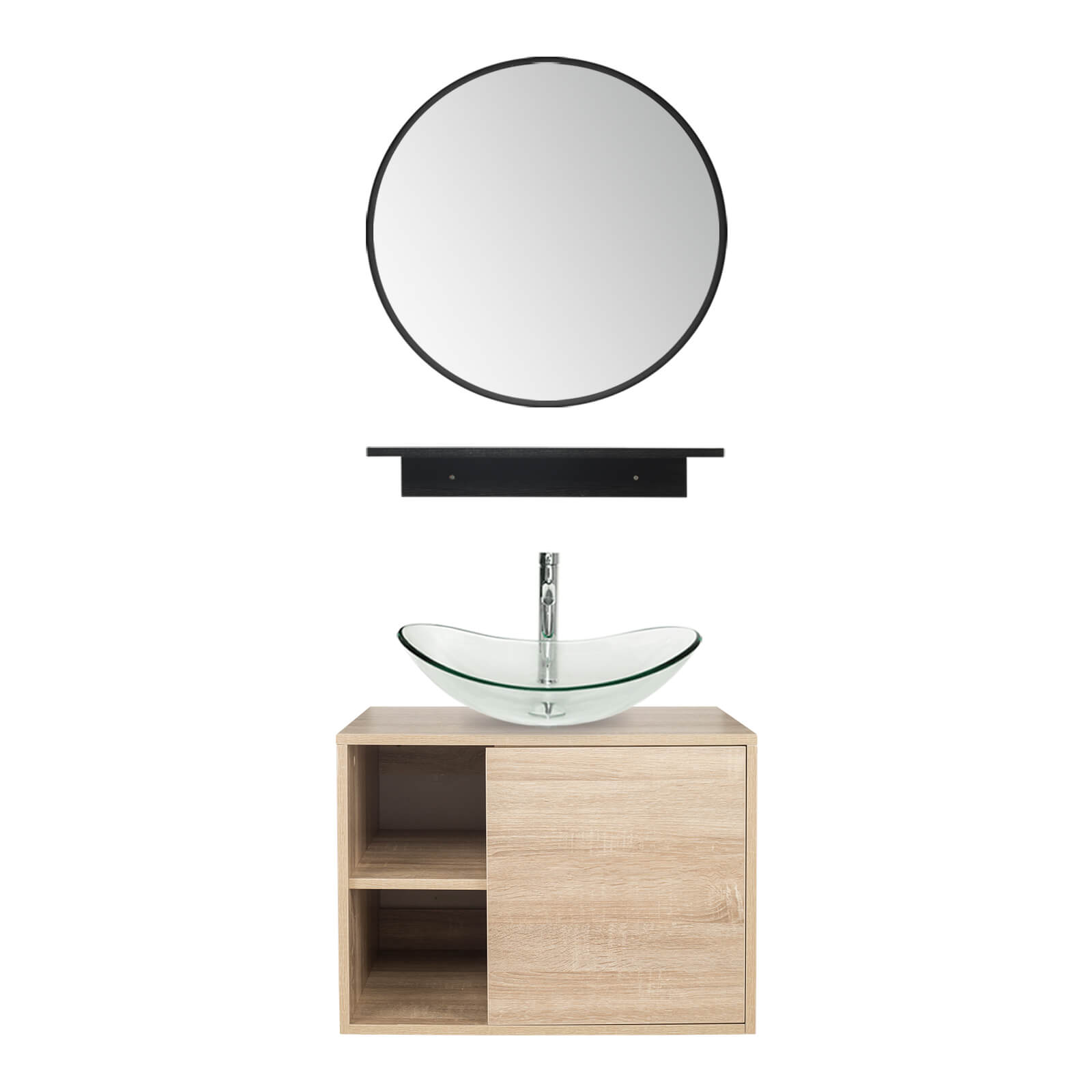 Elecwish Vanity With Boat Clear Sink Set
