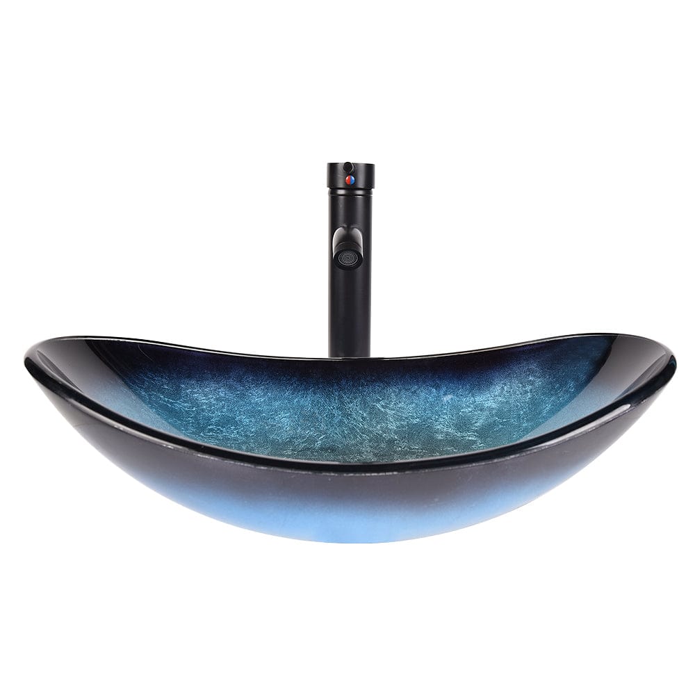 Stylish Oval Glass Basin Ocean-Blue GB0005