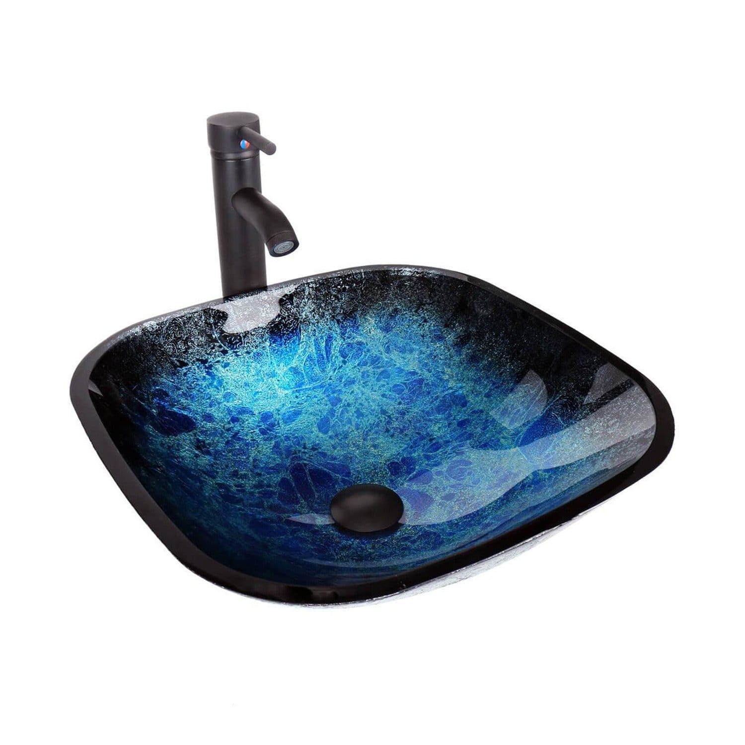 Elecwish Vessel Sinks Bathroom Glass Vessel Sink BA76