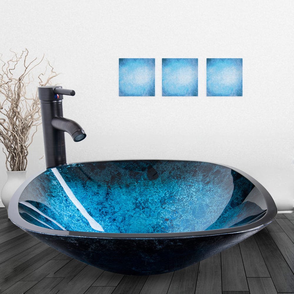 Elecwish Vessel Sinks Bathroom Glass Vessel Sink BA76 display scene