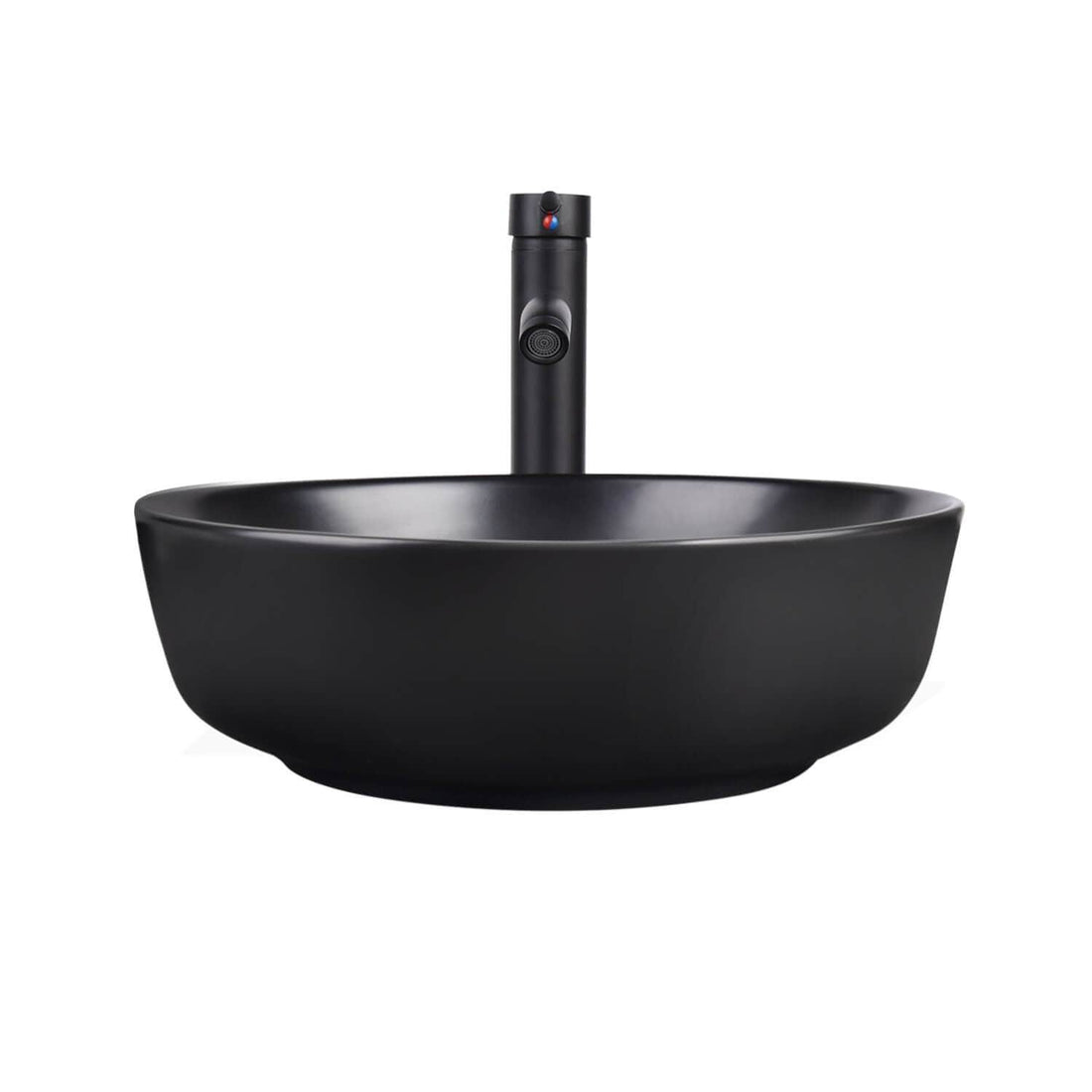 Black Ceramic Vessel Sink 16.3" Round Premium Quality