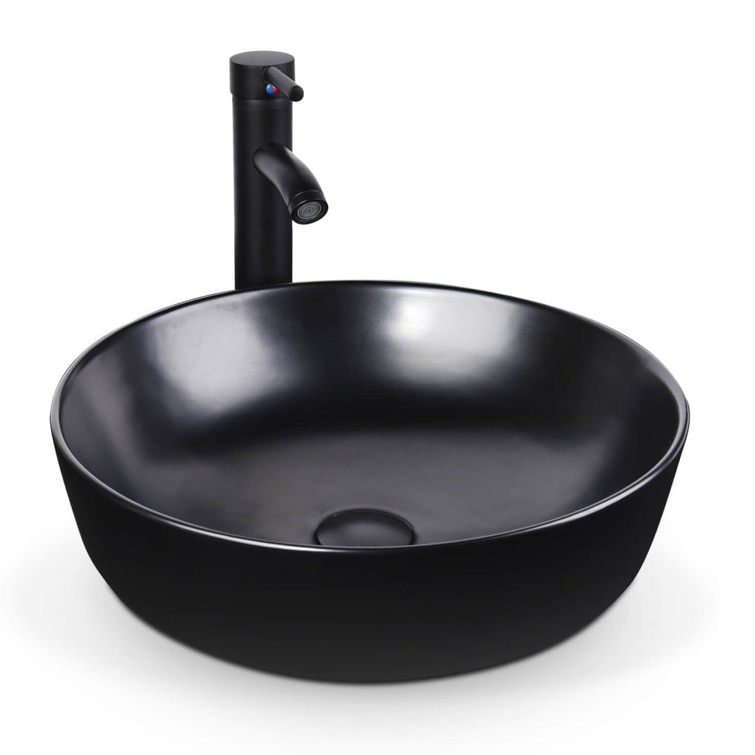 Black Ceramic Vessel Sink 16.3" Round Premium Quality