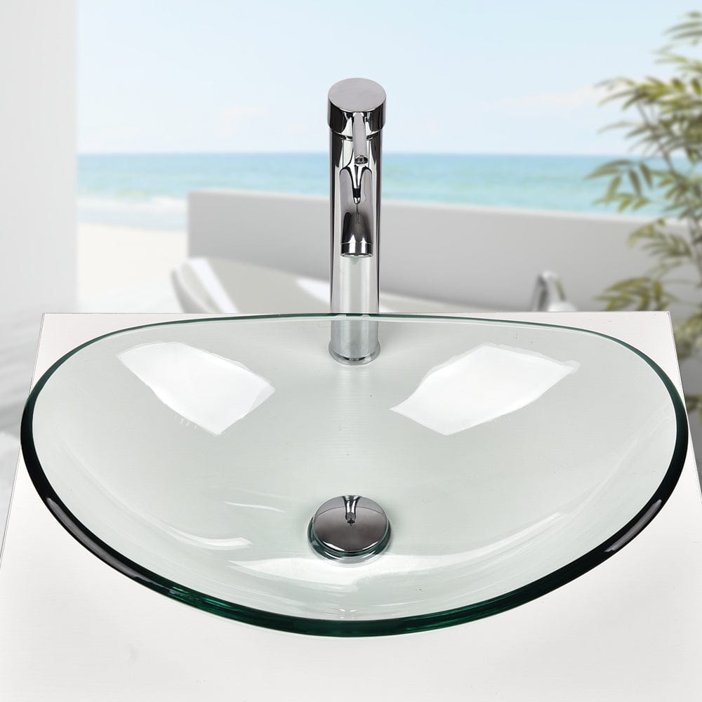 Oval Glass Vessel Sink BG007 display