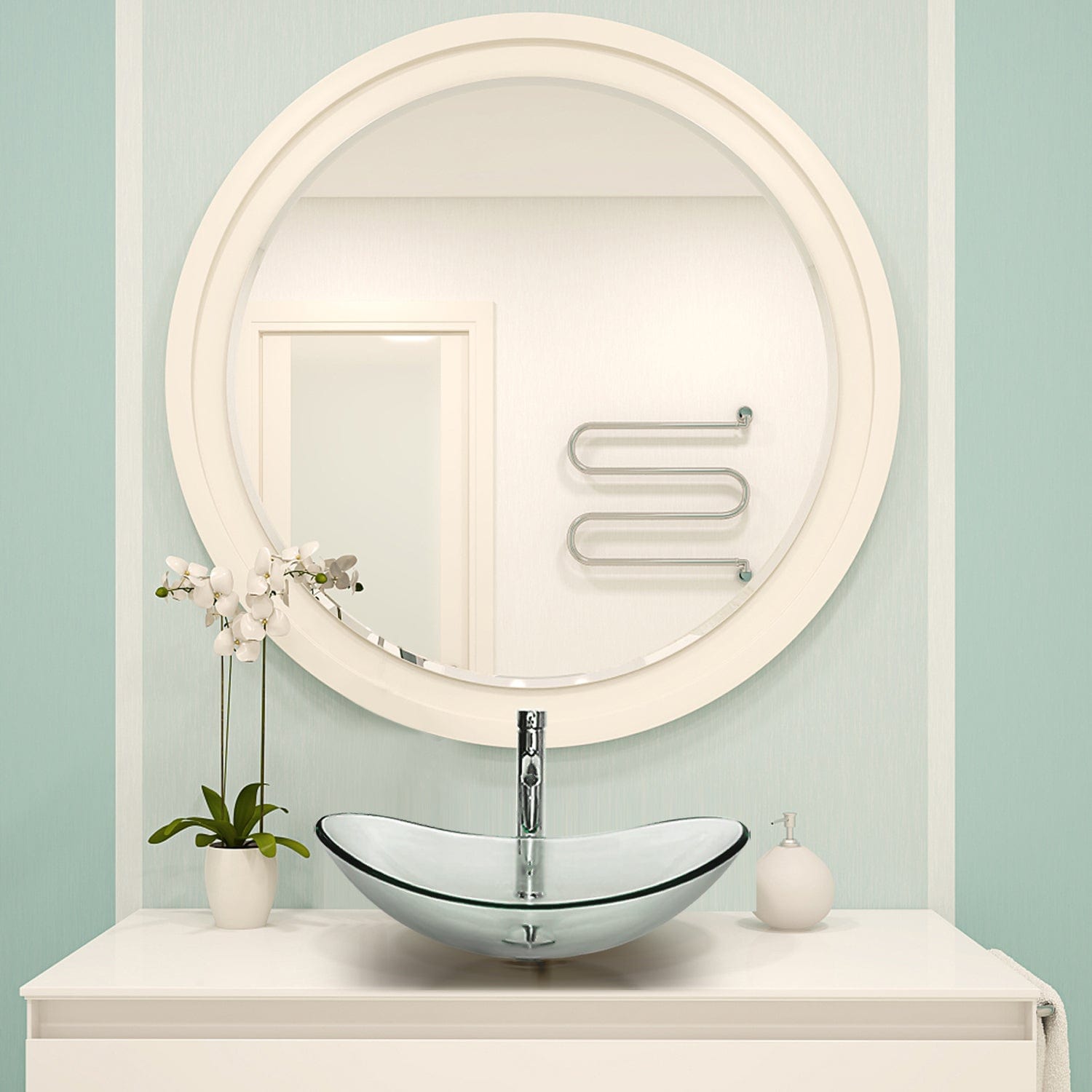 Oval Glass Vessel Sink BG007 display in bathroom