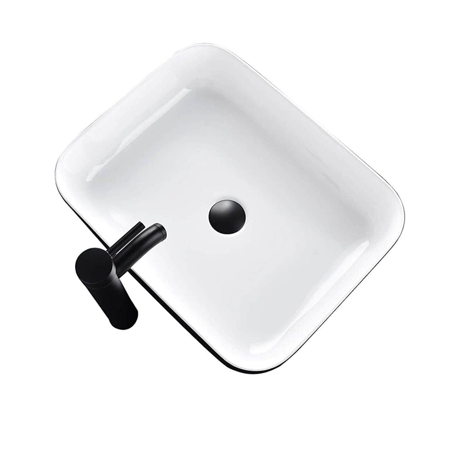 Above view of Ceramic Vessel Sink And Faucet Combo（Black Side Edge）
