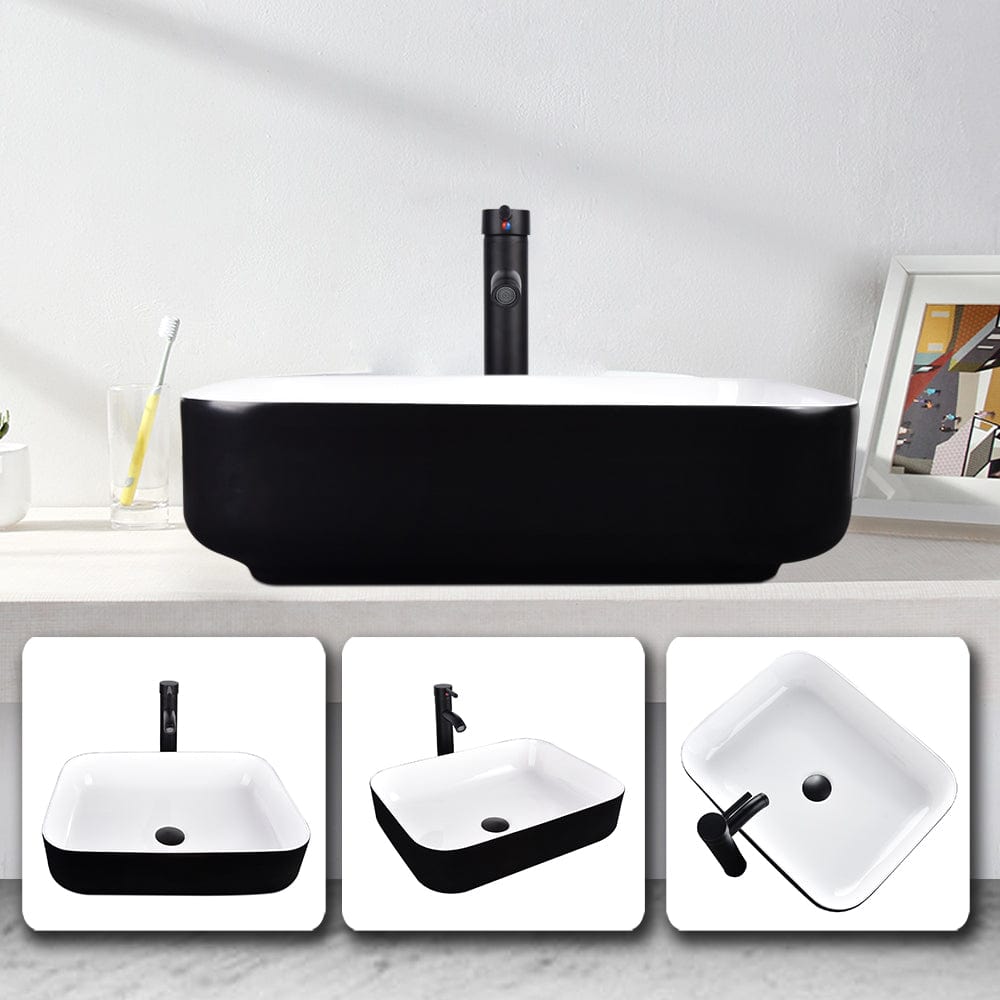 Rectangular Ceramic Vessel Sink Black & White