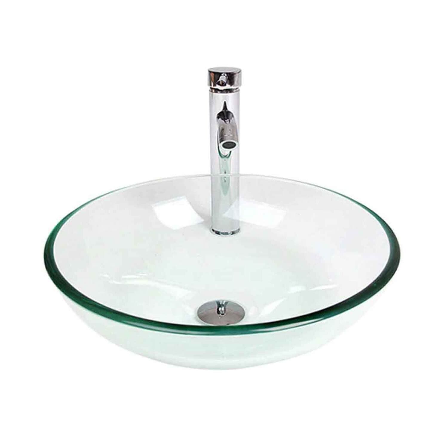 Clear Tempered Glass Vessel Sink Modern Round Basin