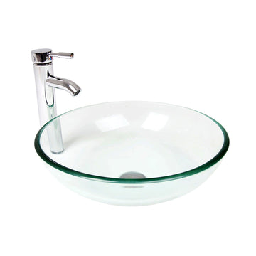 Elecwish clear Tempered Glass Round Vessel Sink BA20061