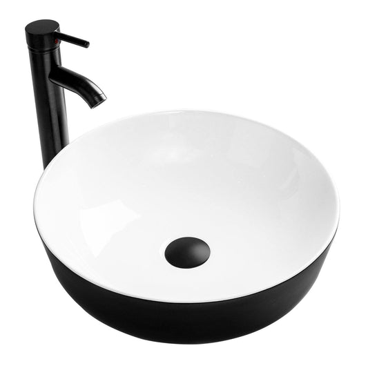 Black and White Round Ceramic Vessel Sink BG1009