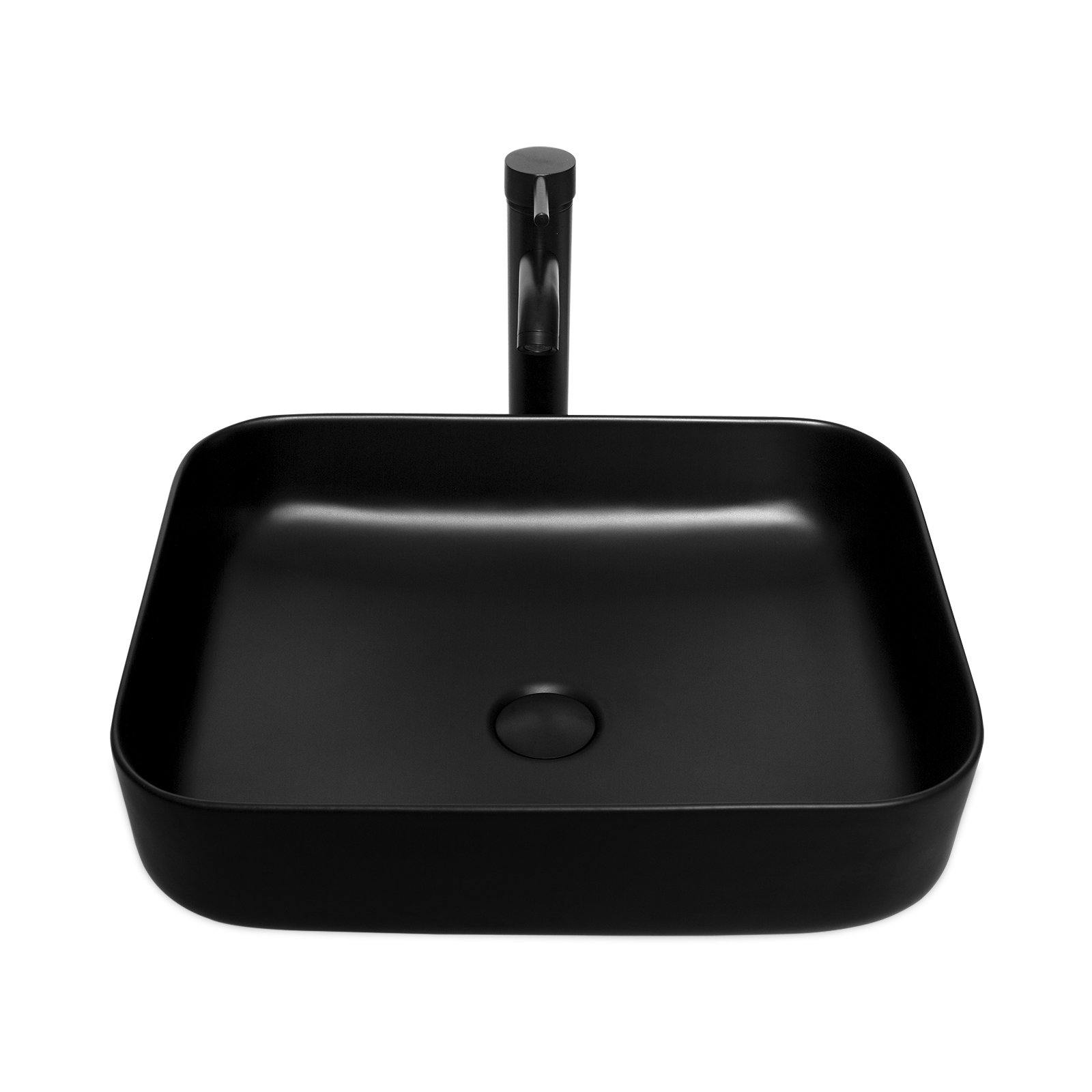 Above view of Black Rectangular Ceramic Vessel Sink BG1008