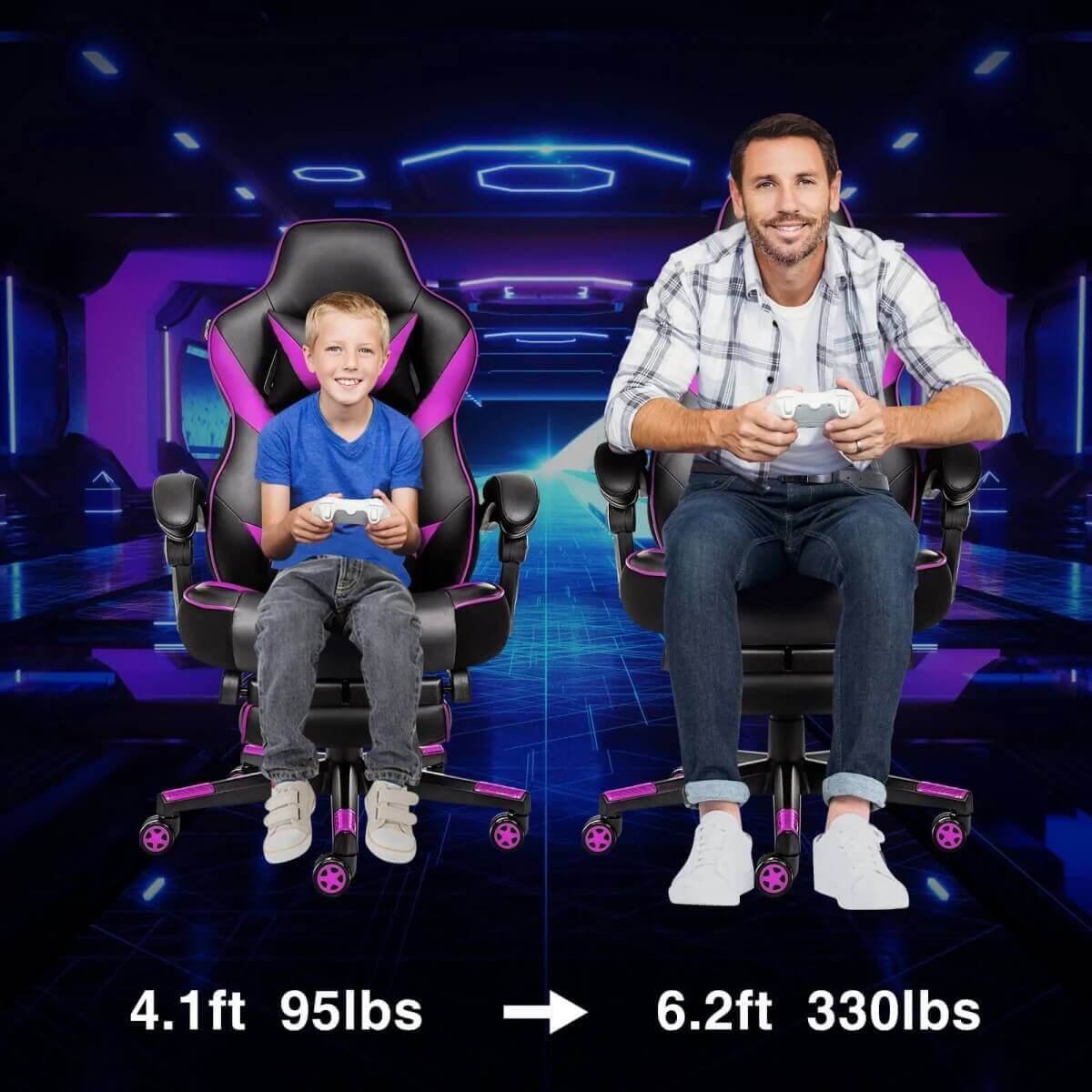 Elecwish Video Game Chairs Purple Gaming Chair With Footrest OC087 is perfect for different people