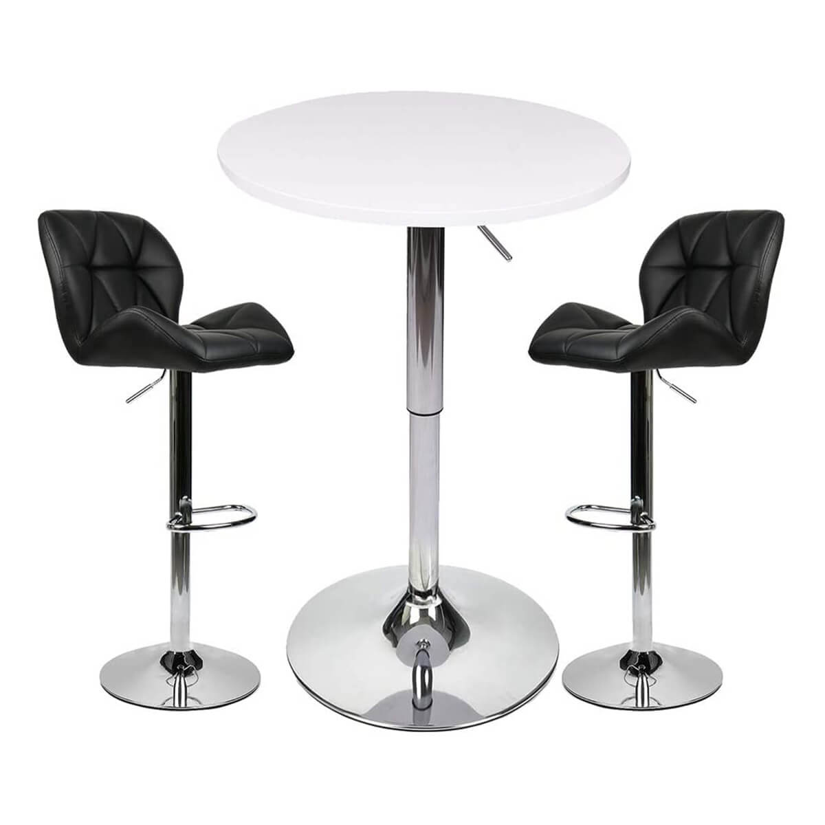Elecwish Bar Table Set 3-Piece OW0301 white bar table with black bar stools