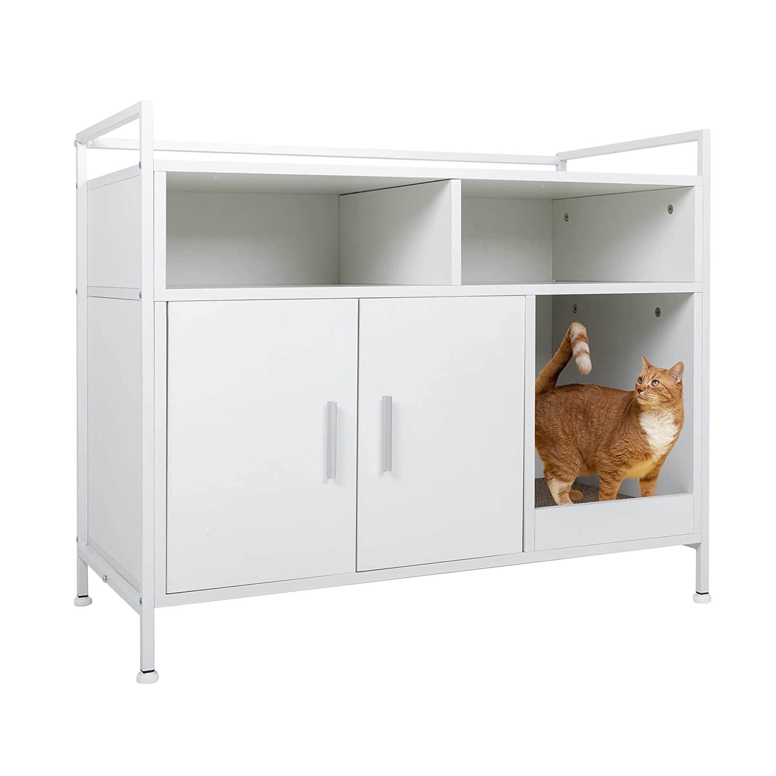 Elecwish White Cat Litter Box Storage Cabinet HW1193